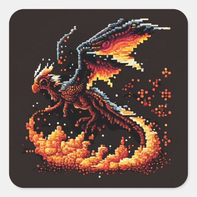 Sticker Carré Élément de tir de dragon (Devant)