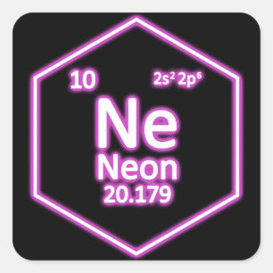 Sticker Carré Élément néon Tableau périodique chimique