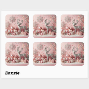 Sticker Carré Eléments de bébé rose de Noël