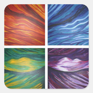 Sticker Carré Éléments peinture abstraite acrylique