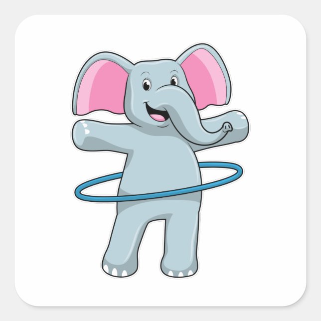 Sticker Carré Eléphant à Fitness avec pneus Fitness (Devant)