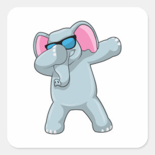 Sticker Carré Elephant à Hip hop Dance Dab