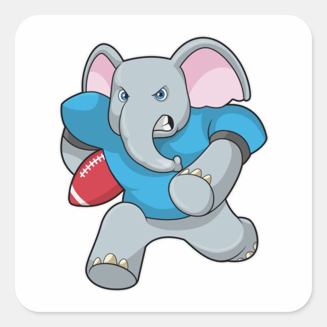 Sticker Carré Elephant au football avec équipement (Devant)