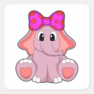 Sticker Carré Eléphant au ruban