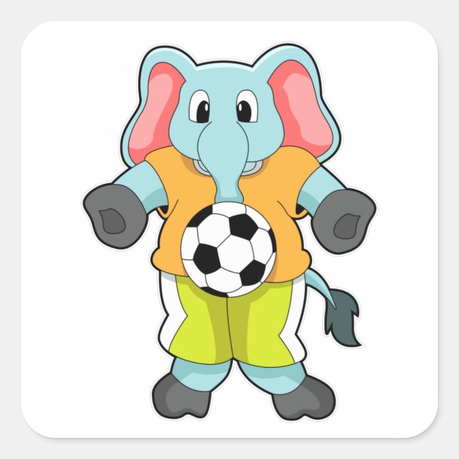 Sticker Carré Eléphant au sport de football (Devant)