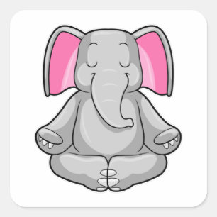 Sticker Carré Eléphant au yoga en jambe