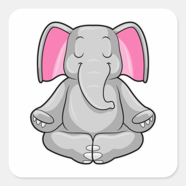 Sticker Carré Eléphant au yoga en jambe (Devant)
