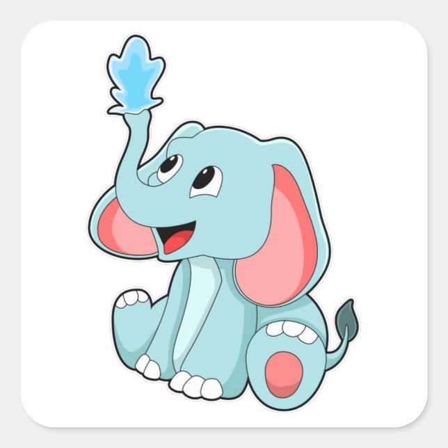 Sticker Carré Eléphant avec eau (Devant)