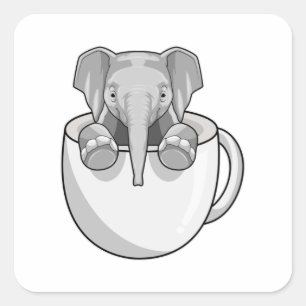 Sticker Carré Elephant avec la coupe