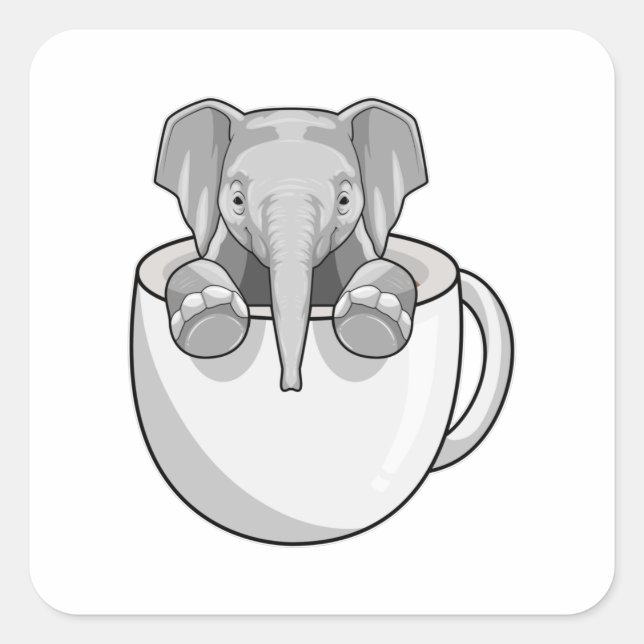 Sticker Carré Elephant avec la coupe (Devant)