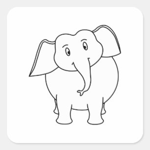 Sticker Carré Eléphant blanc.