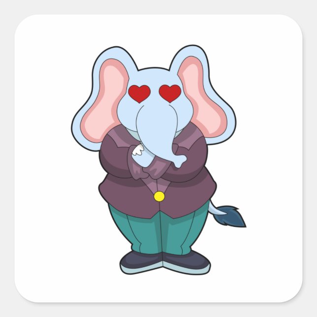 Sticker Carré Éléphant comme marié avec costume.PNG (Devant)