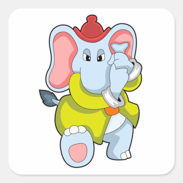 Sticker Carré Elephant comme pompier avec Proboscis (Devant)