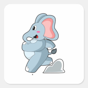 Sticker Carré Eléphant coureur