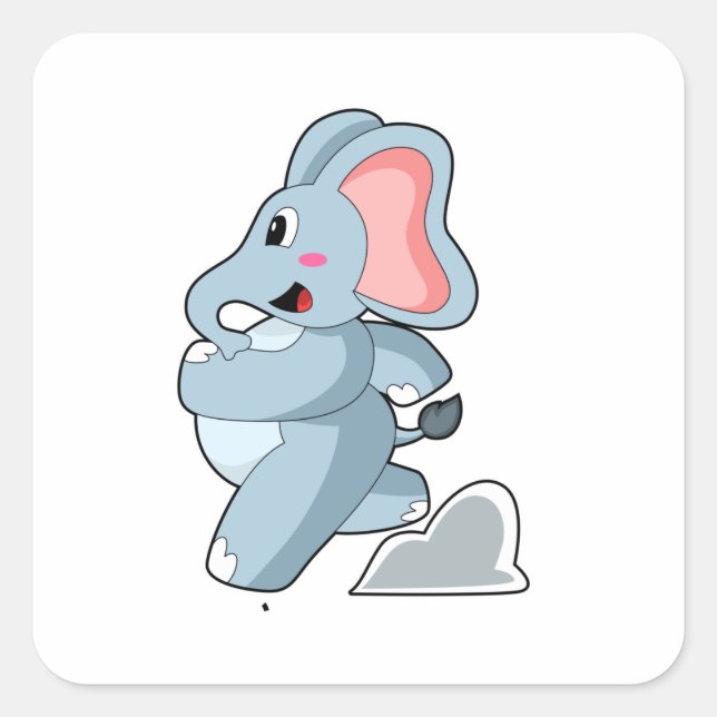 Sticker Carré Eléphant coureur (Devant)