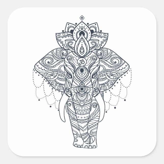 Sticker Carré Eléphant inspiré (Devant)