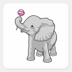 Sticker Carré Eléphant Lollipop