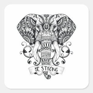 Sticker Carré Eléphant Mandala