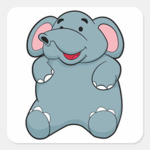 Sticker Carré Eléphant mignon