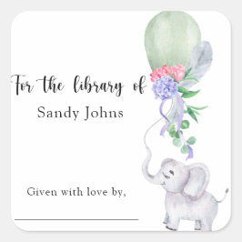 Sticker Carré Elephant Pour la bibliothèque de