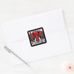 Sticker Carré Eléphant rouge   Faith Family Freedom Conservatric