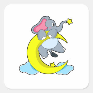 Sticker Carré Eléphant sur les nuages