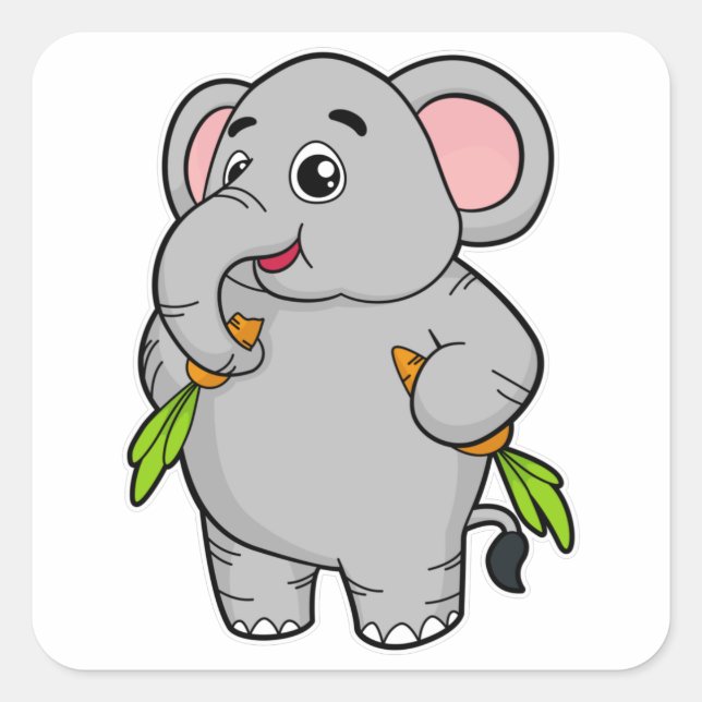 Sticker Carré Eléphants aux carottes (Devant)