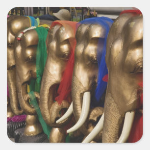 Sticker Carré Eléphants d'or