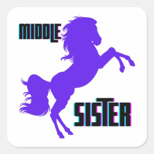 Sticker Carré Élevage de pony pourpre de soeur moyenne