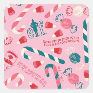 Sticker Carré Elf Holiday Candy Motif