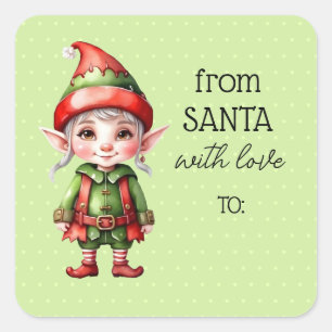 Sticker Carré elfe de Noël personnalisé