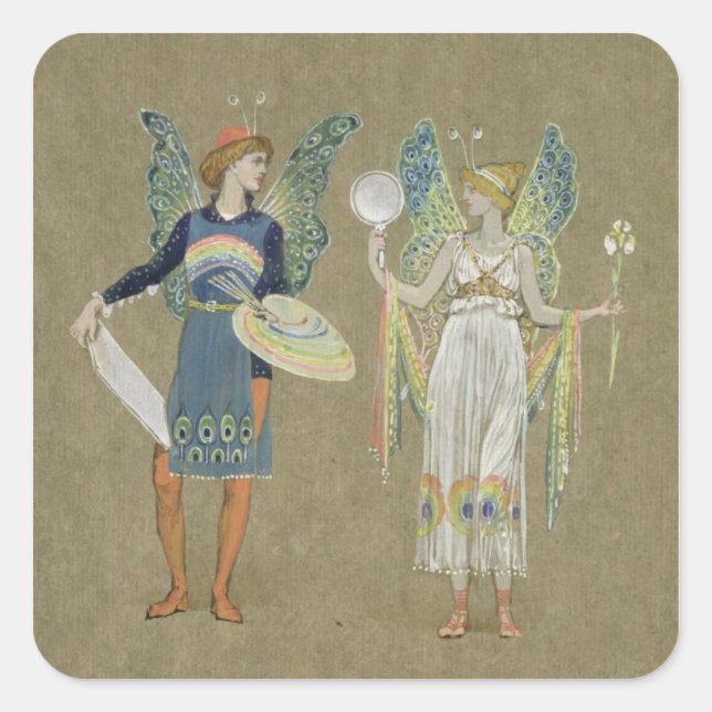 Sticker Carré Elfes et peintres de fées, de "The Snowman" 1899 (Devant)