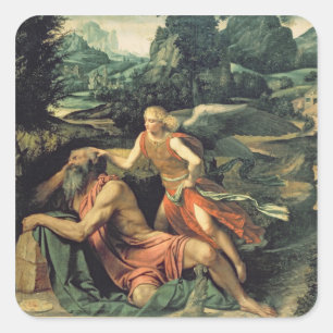 Sticker Carré Elijah Visited by à Angel, c.1534