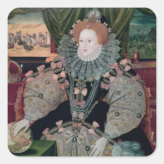 Sticker Carré Elizabeth I, Armada Portrait, c.1588 (Devant)