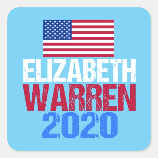 Sticker Carré Elizabeth Warren 2020 (Devant)