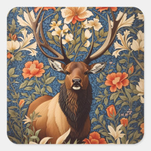 Sticker Carré Elk élégant William Morris Inspiré Floral