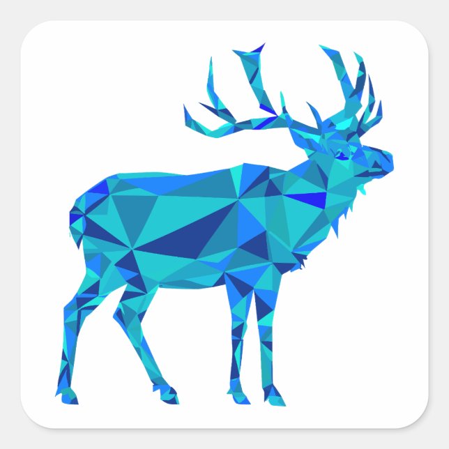 Sticker Carré Elk géométrique bleu (Devant)