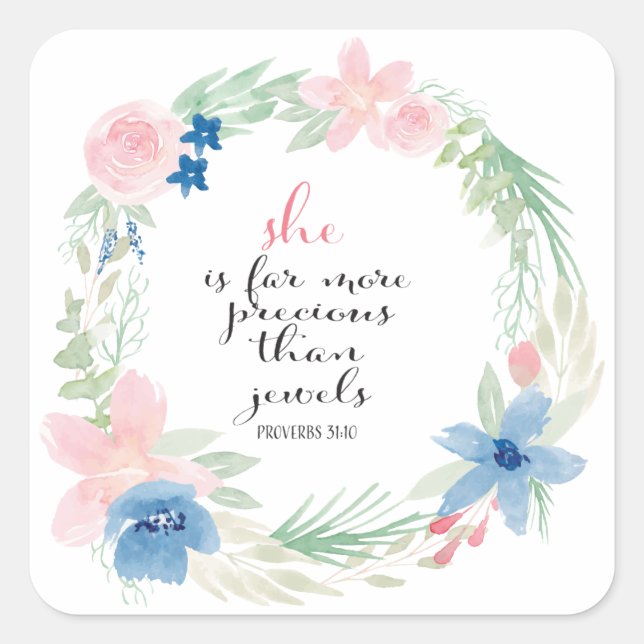 Sticker Carré Elle est beaucoup plus précieuse que les bijoux -  (Devant)
