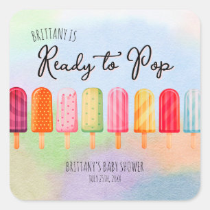 Sticker Carré Elle est prête à faire de la pop Baby shower