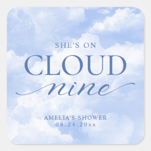 Sticker Carré Elle est sur Cloud Nine Blue  Baby Shower