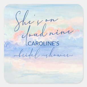 Sticker Carré Elle est sur un nuage Fête de mariage aux aquarell