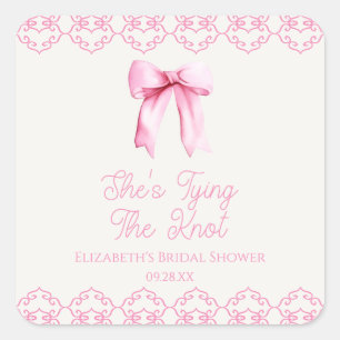 Sticker Carré Elle Noue Le Nœud Rose Bow Mariage