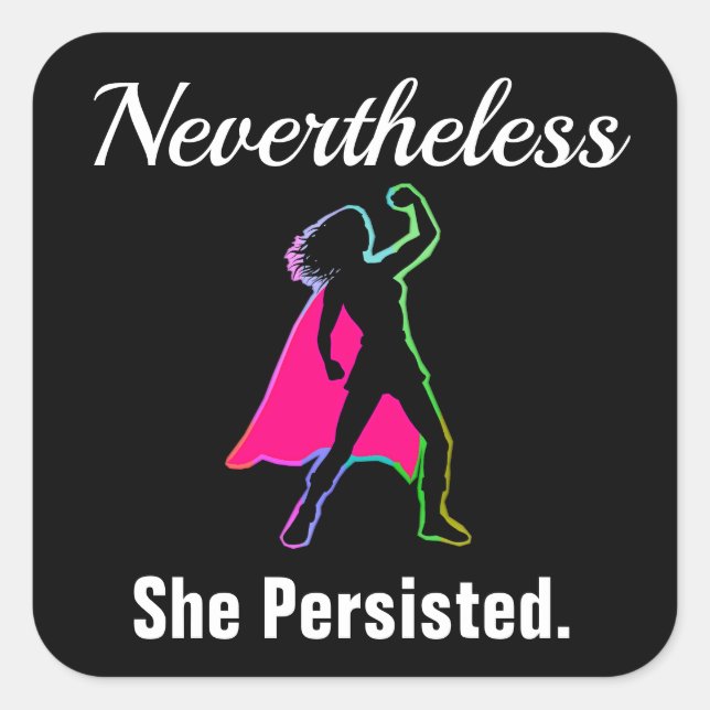 Sticker Carré Elle Persistait, Girl Woman Power, ZSSG (Devant)