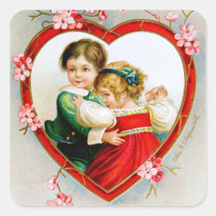 Sticker Carré Ellen H. Clapsaddle : Secret dans mon coeur