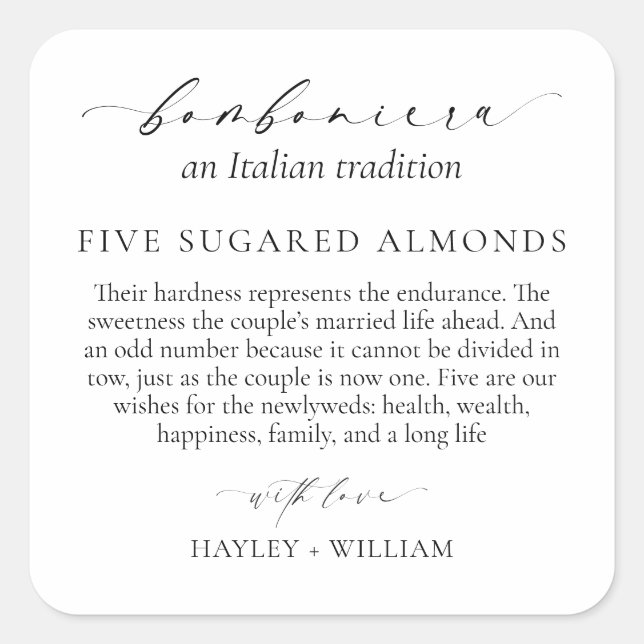 Sticker Carré Ellesmere Une Tradition Italienne 5 Amandes De Suc (Devant)