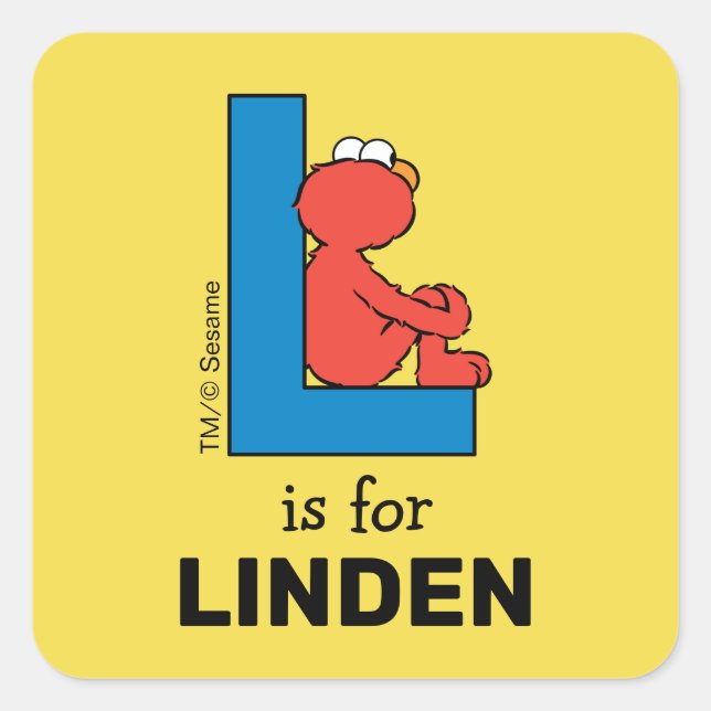 Sticker Carré Elmo Alphabet | L Bleu (Devant)