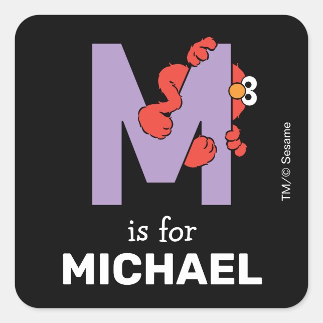 Sticker Carré Elmo Alphabet | M Violet (Devant)