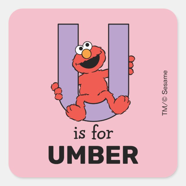 Sticker Carré Elmo Alphabet | U violet (Devant)