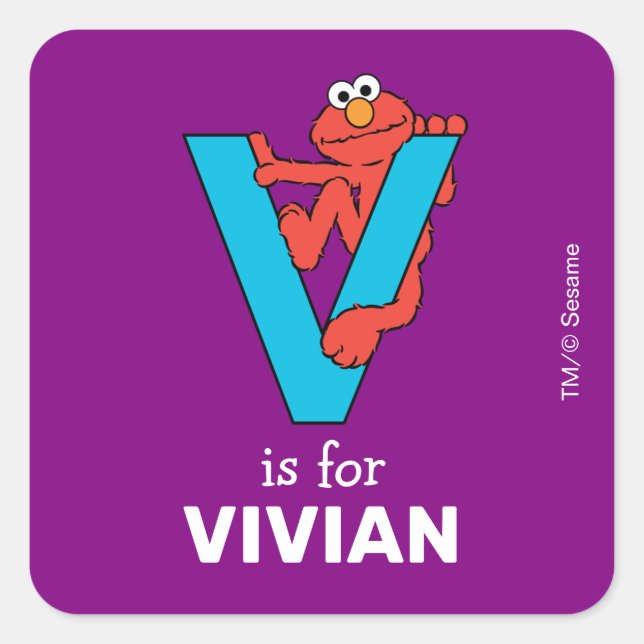 Sticker Carré Elmo Alphabet | V bleu (Devant)