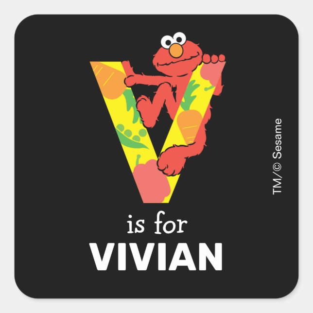 Sticker Carré Elmo Alphabet | V Légumes (Devant)